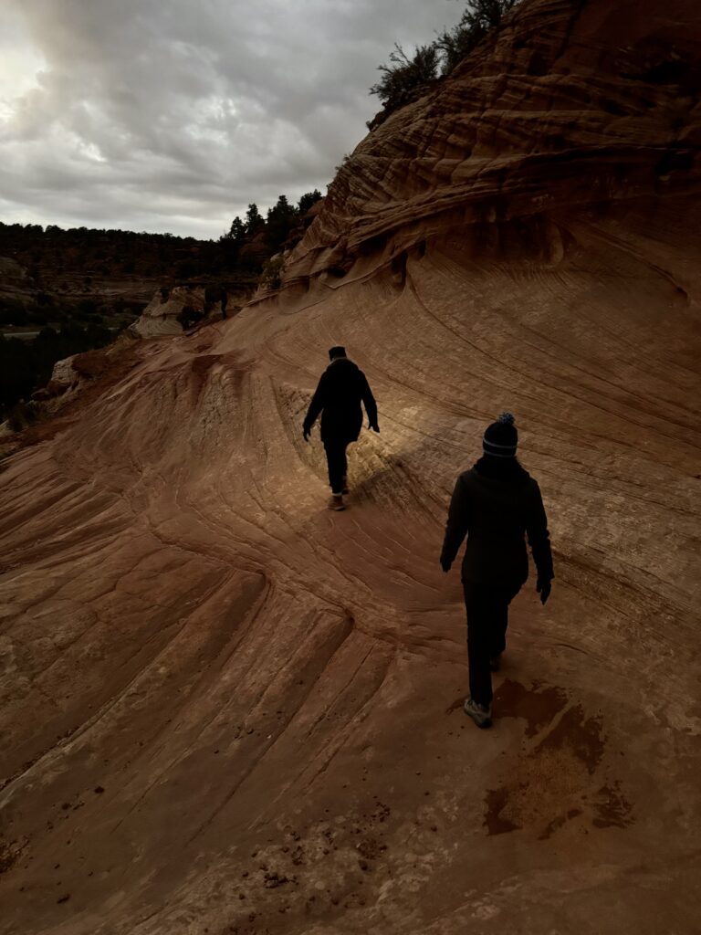 Evening hike with headlamps in Kanab